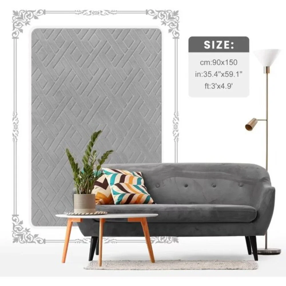 New 3x5 Ultra Soft Grey Shag Rug Modern Washable Carpet for Bedroom Nursery